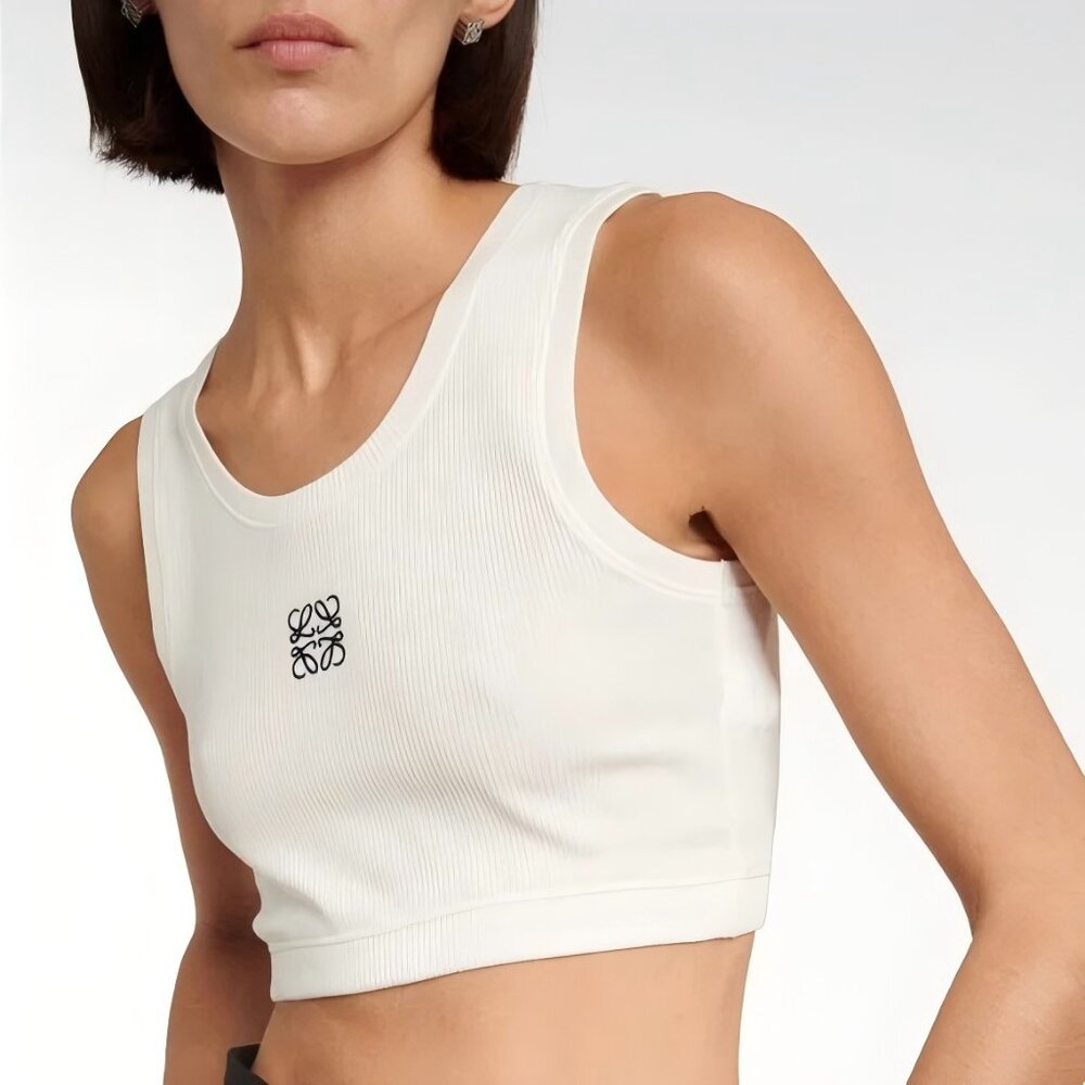 Loewe Crop Cotton Anagram Tank Top